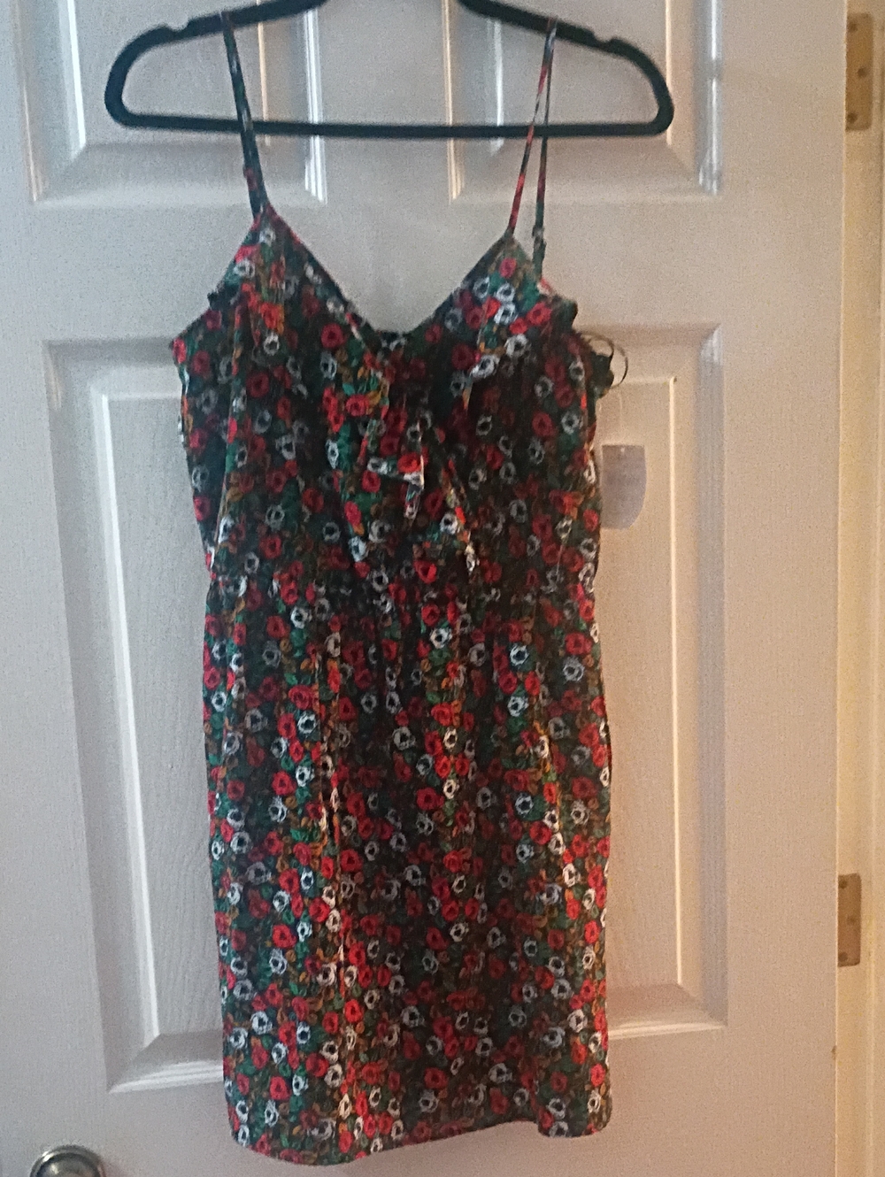 Mimi Chica Floral Spaghetti-Strap Sundress in Red, Green & Black